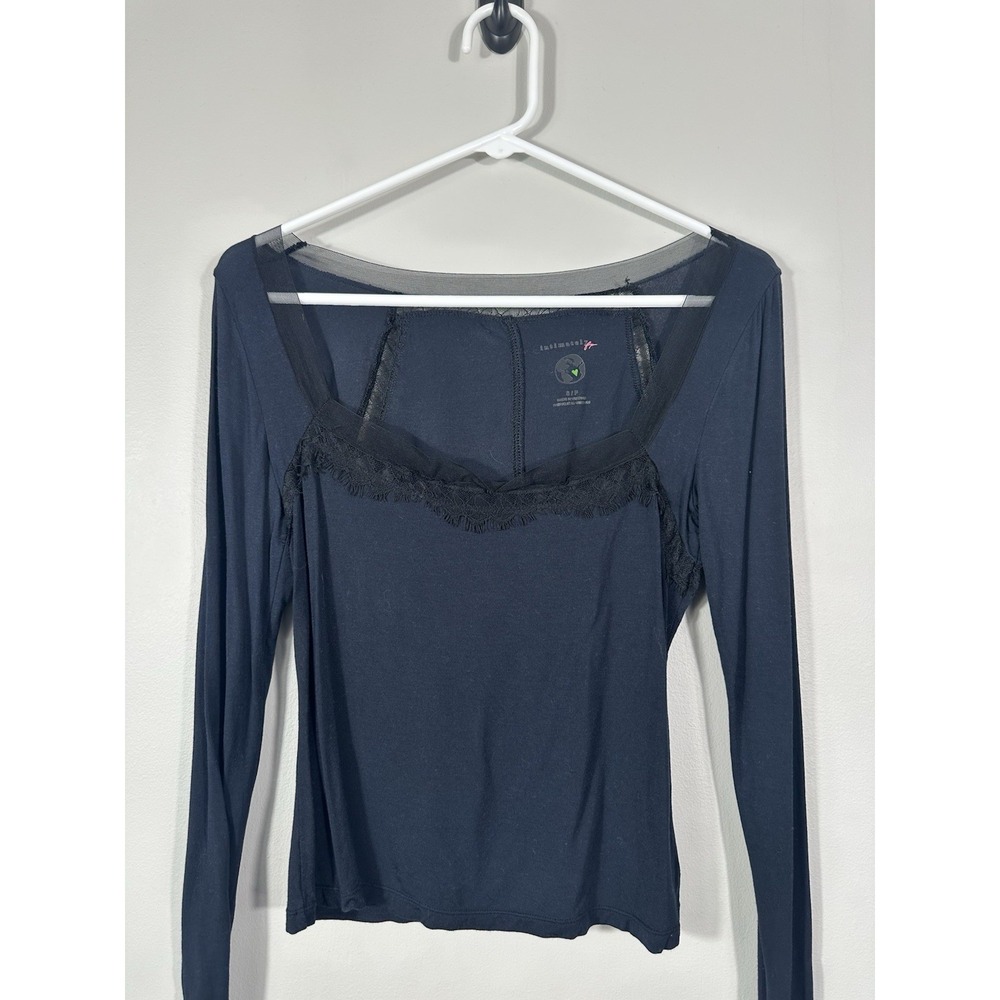 Intimately Free People Top Womens Small Black Blue Modal Lace Whimsigoth Grunge